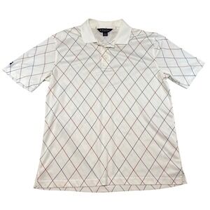 Brooks Brothers Mens Large White Red Blue Diamond Performance Polo Shirt